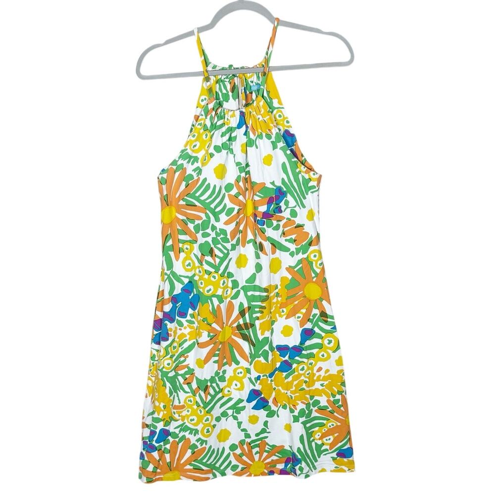 J. McLaughlin Maria Halter Dress Floral Print Catalina Cloth Multicolor Small